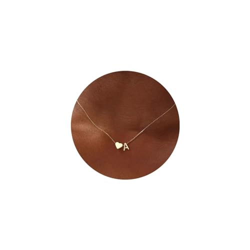 Turandoss Heart Initial Necklace for Women, 18K Real Gold Plated Heart Initial A Necklace Dainty Heart Necklaces Tiny Gold Initial Necklaces Birthday Gifts for Women Jewelry Christmas Gifts for Women