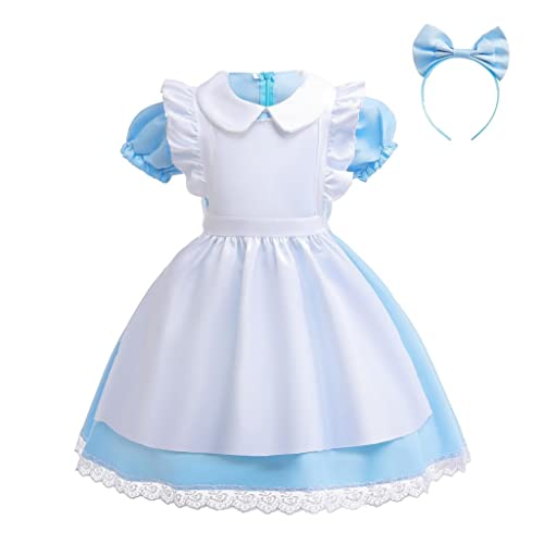 Dressy Daisy Fancy Wonderland Party Costume Dress Up Set with Apron Pinafore & Headband for Toddler Girls Size 2T to 3T