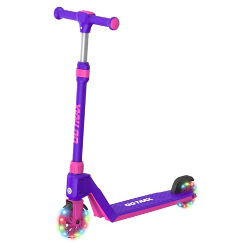 Gotrax K03 Kick Scooter for Kids, 5' LED Lighted Wheels and Adjustable Handlebars, Lightweight Design and Anti-Slip Deck, Max Load 110 Lbs, Kids Scooter for Boys & Girls Ages 3+, Purple