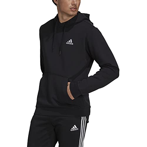 adidas Men's Essentials Fleece Hoodie, Black/White, Medium