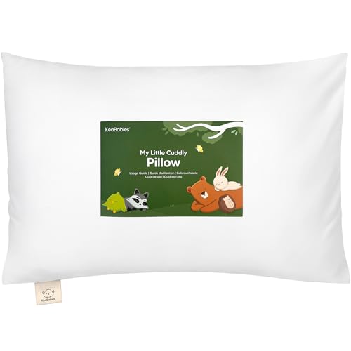 Toddler Pillow with Pillowcase - 13x18 My Little Cuddly Pillow, Viscose Derived From Bamboo Nursery Toddler Pillows for Sleeping,Kids Pillow,Small Travel Pillows,Mini Toddler Bed Pillow (Soft White)