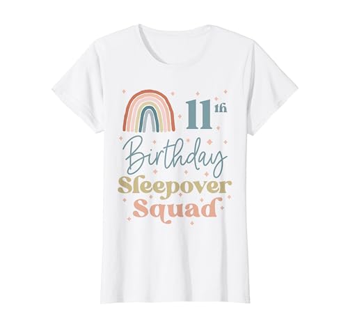 11th Birthday Boho Rainbow Sleepover Squad Pajamas for Girls T-Shirt