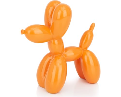 AMOIENSIS Balloon Dog Statue Decor, 4 inch Vibrant Orange Balloon Dog Animal Sculpture, Small Nick Nacks for Shelf Decor, Small Eclectic Decor Desktop, Shine Balloon Dog