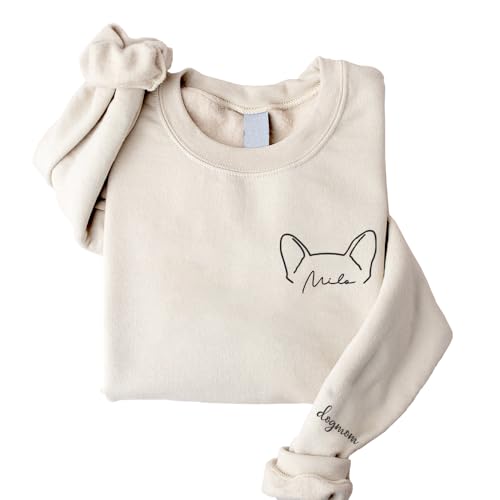 GODMERCH Custom Embroidered Dog Mom Sweatshirt, Dog Sweatshirt For Women, Dog Mom Shirts, Dog Lover Gifts, Best Gifts For Dog Owners, Dog Lovers Gifts For Women, Dog Mom Gifts, Valentines