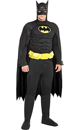 Party City Batman Costume for Men - DC Justice League Costume Includes Jumpsuit, Cape, Mask & More - Costumes for Halloween, Birthday Parties & Themed Event