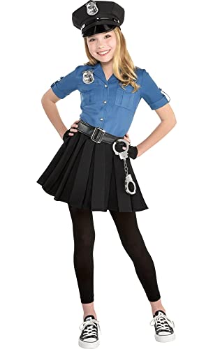 Party City Officer Cutie Cop Costume for Girls - Includes Dress, Hat, Belt, Glovelettes, & Handcuffs - Costumes for Halloween, Birthday Parties & Themed Event