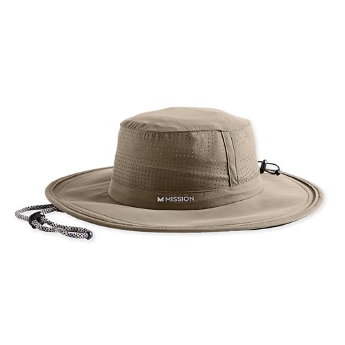 MISSION Cooling Boonie Hat, Khaki - Unisex Wide-Brim Hat for Men & Women - Lightweight & Durable - Cools Up to 2 Hours - UPF 50 Sun Protection - Machine Washable