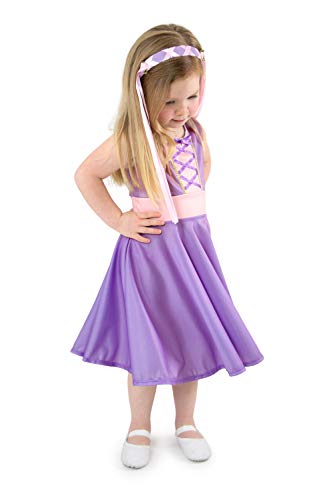 Little Adventures Rapunzel Princess Twirl Dress (Small Size 4) - Machine Washable Child Pretend Play and Party Dress with No Glitter Purple