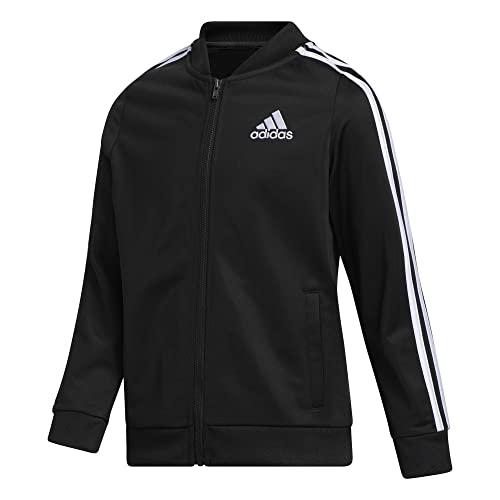 adidas girls Zip Front Tricot Bomber Warm Up Jacket, Black, Small US