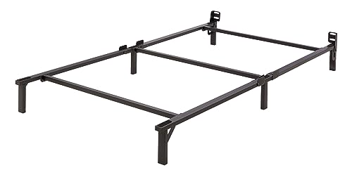 Amazon Basics Metal Twin Size Bed Frame, 6-Leg Base for Box Spring and Mattress Support, Tool-Free Easy Assembly, 74.5'L x 38.5'W x 7'H, Black