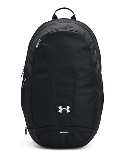 Under Armour Unisex Hustle 5.0 Team Backpack, (001) Black/Black/Metallic Silver, One Size Fits All