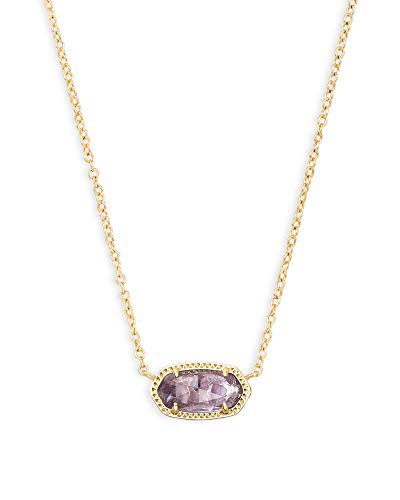 Kendra Scott Elisa Short Pendant Necklace for Women, Dainty Fashion Jewelry, 14k Gold-Plated, Amethyst