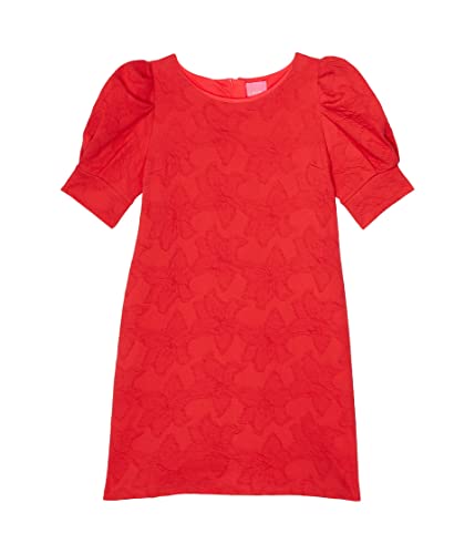 Lilly Pulitzer Girl's Mini Knowles Dress (Toddler/Little Kids/Big Kids) Ruby Red Knit Pucker Jacquard XS (2T-3T Toddler)