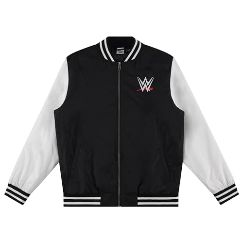 WWE Boy's Bomber Jacket Varsity Jacket Boy's Clothing | (Large) Black/White