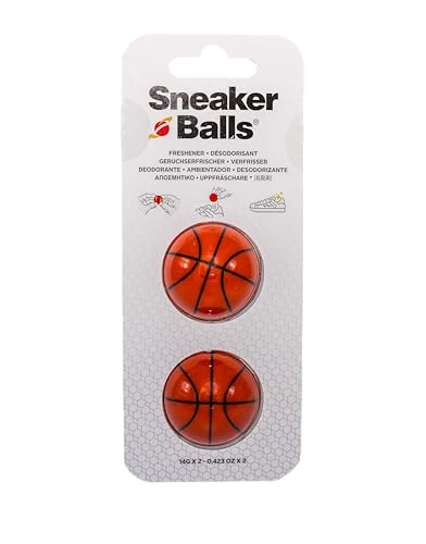 Sneaker Balls Odor-Fighting Shoe Fresheners, Eliminates Unpleasant Smells, Perfect For Sneakers, Gym Bags, Gear Bags, Drawers, Lockers, And More!, Basketball, 2 Pack