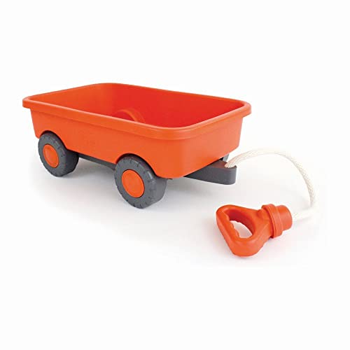 Green Toys Wagon, Orange - Pretend Play, Motor Skills, Kids Outdoor Toy Vehicle. No BPA, phthalates, PVC. Dishwasher Safe, Recycled Plastic, Made in USA.