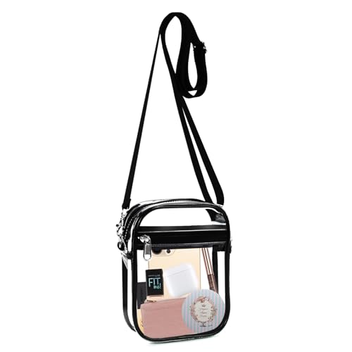 Fibrdoo Clear Crossbody Purse Bag, Clear Bag Stadium Approved with Front Pocket for Concerts Sports Festivals