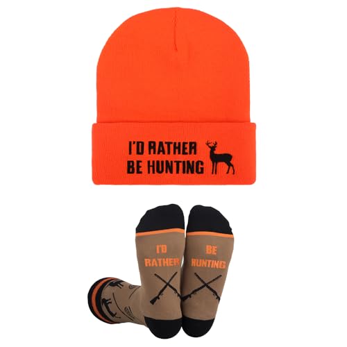 Hunting Gifts for Men, Funny Winter Hat Beanie Cap and Socks, Gifts for Men Him Boys Dad Boyfriend Husband Grandpa