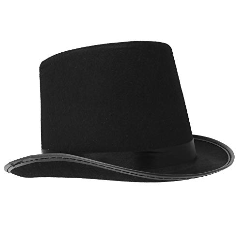 Skeleteen Black Felt Top Hat - Victorian Costume Hats For Tuxedo Magician or Ringmaster Costumes - 1 Piece