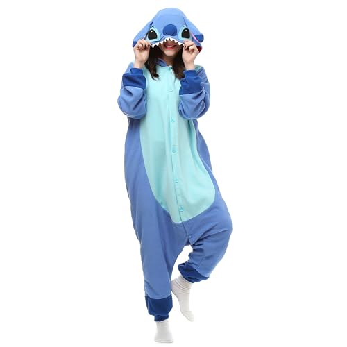 Wishliker Adult Onesie Animal Pajamas Halloween Cosplay Costumes Party Wear Blue M