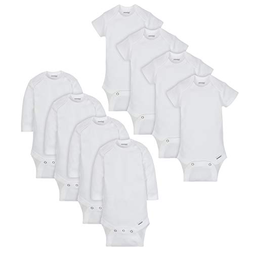 Onesies Brand Unisex Baby 8-Pack Mix & Match Bodysuits, White Short & Long Sleeve, 0-3 Months