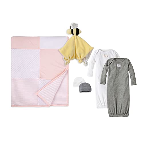 Burt's Bees Baby Unisex Baby Gift Set - Baby Sleeper Gowns, Hats, Reversible Quilt & Plush, Organic Cotton Essentials Bundle