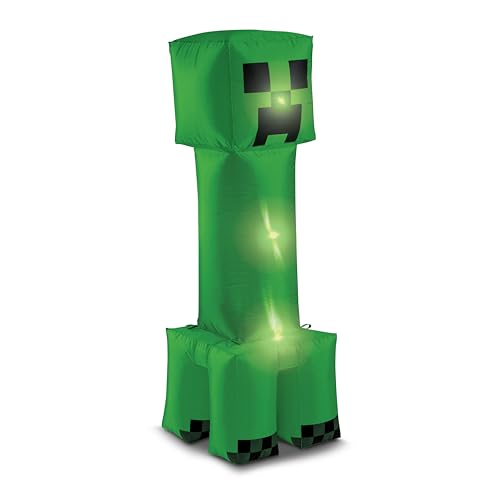 Minecraft Creeper Inflatable Lawn Decoration, Official Minecraft Party Decor, 4 Foot Inflating Creeper