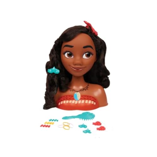 New Disney Princess Moana Styling Head- Stye Moana's Long Black Hair up or Down with 13 Styling Accessories.