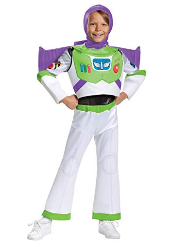 Disguise Disney Pixar Buzz Lightyear Toy Story 4 Deluxe Boys' Costume, White, X-Small (3T-4T)