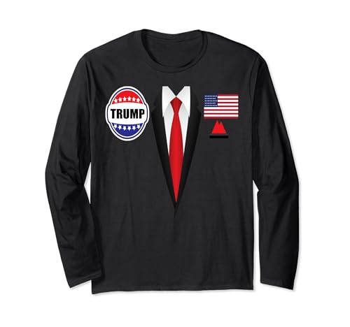 President Trump Shirt Suit Halloween Lazy Costume Flag