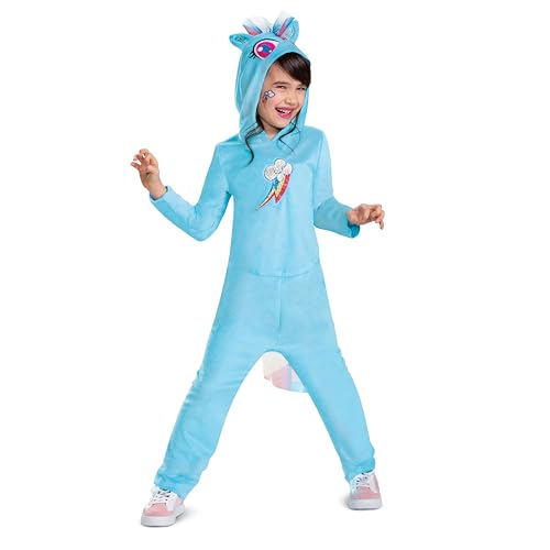 Rainbow Dash Costume for Kids, Official My Little Pony Hooded Jumpsuit Costume, Child Size (7-8)