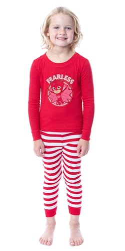 PJ Masks Show Girls' Toddler Child Owlette Fearless Tight Fit Sleep Pajama Set (5T) Red