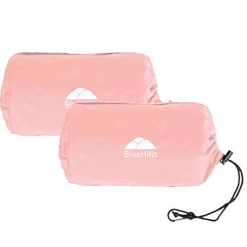 BlueHills Ultra Compact Travel Blanket 2 Pack Large Soft Cozy Portable Blanket Sheet with Carry Case and for Flight Airplane Car Layover Camping Hotel C206-2PK-Pink