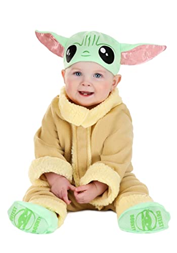 Jazwares Star Wars Baby Grogu Costume - Mandalorian Infant Yoda Halloween Costume - Officially Licensed 6/12 Months Green