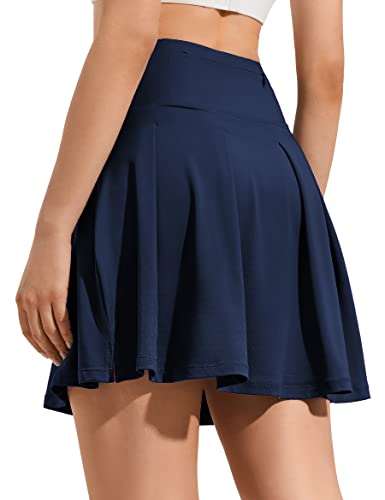 ZUTY 18' High Waisted Tennis Skirt for Women Skorts Skirts with Pockets Casual Modest Long Golf Athletic Running Navy Blue XL