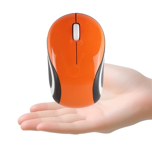 elec Space Mini Small Wireless Mouse for Travel Optical Portable Mini Cordless Mice with USB Receiver for PC Laptop Computer (Orange)