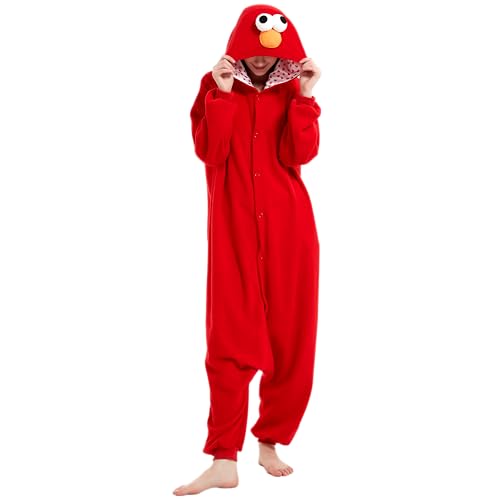 Beauty Shine Unisex Adult Onesie One Piece Pajamas Cosplay Cartoon Costume Halloween Christmas Sleepwear Jumpsuit Plush Homewear(Red, Small)