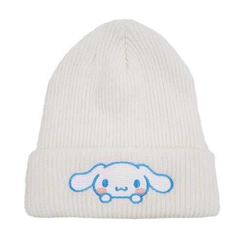 Koiswim Cute Anime Beanie, Embroidered Kawaii Knit Hats, Winter Skiing Slouchy Warm for Women Girls White