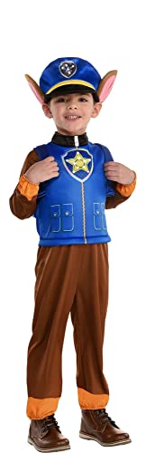 Party City Chase Light-Up Costume for Kids - PAW Patrol Costume Includes Printed Jumpsuit, Knit Hat, & Functional Backpack - Costumes for Halloween, Birthday Parties, & Themed Events