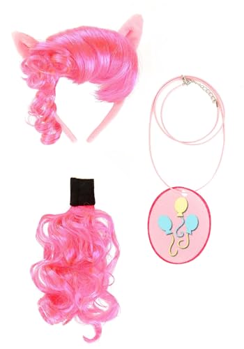 My Little Pony Pinkie Pie Headband, Tail & Cutie Mark Necklace Kit | My Little Pony Halloween Costume Accessory Standard