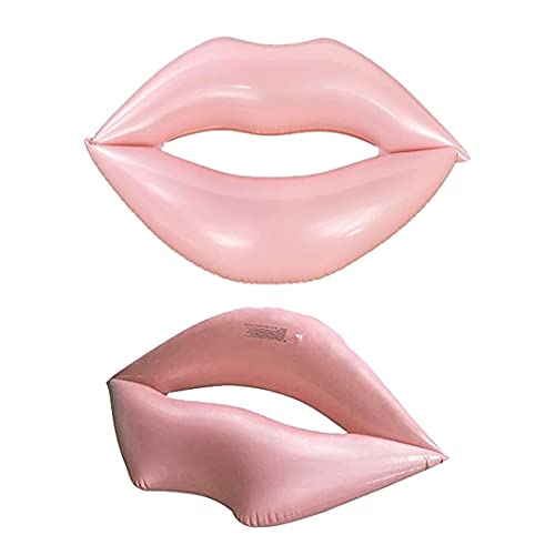 Giant Swimming Lips Pool Float – 43.3 x 31.5 Inch Giant Pink Lips Pool Float Adult Water Lounger Giant Inflatable Mouth Print Floating Row Water Toy Rest Float Pink