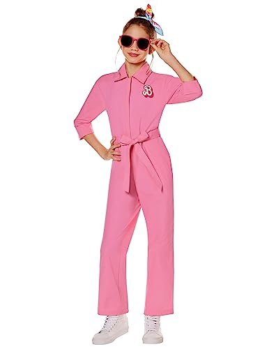 Spirit Halloween Barbie the Movie Kids Pink Power Jumpsuit | Officially Licensed | Barbie the Movie Kids Costumes - M