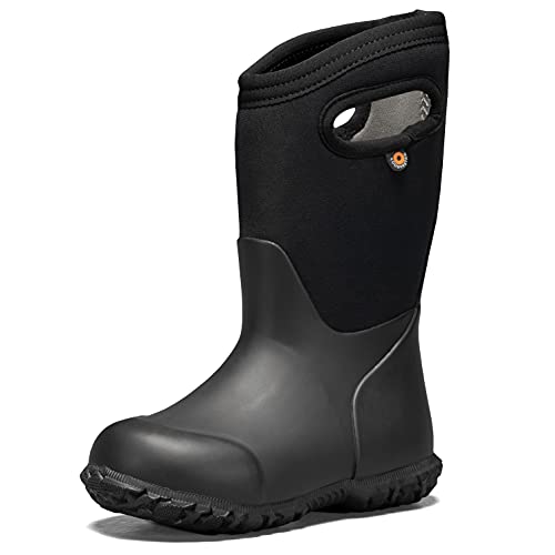 Bogs York Boys and Girls Waterproof Insulated Rubber and Neoprene Winter Rain Boot, Solid Black, 6 US Unisex Big Kid