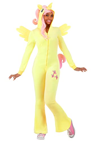 My Little Pony Fluttershy Women's Costume - Hooded Jumpsuit with Wings, Tail & Ears