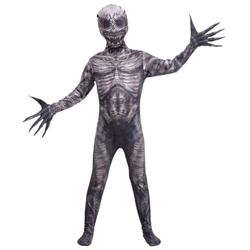 Spooktacular Creations Halloween Ghost Skin Costume, Shadow Demon Bodysuit Costume for Kids Dress Up Party-S(5-7yr)