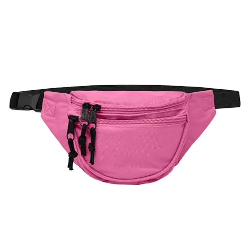 DALIX Fanny Pack w/ 3 Pockets Traveling Concealment Pouch Airport Money Bag (Hot Pink)