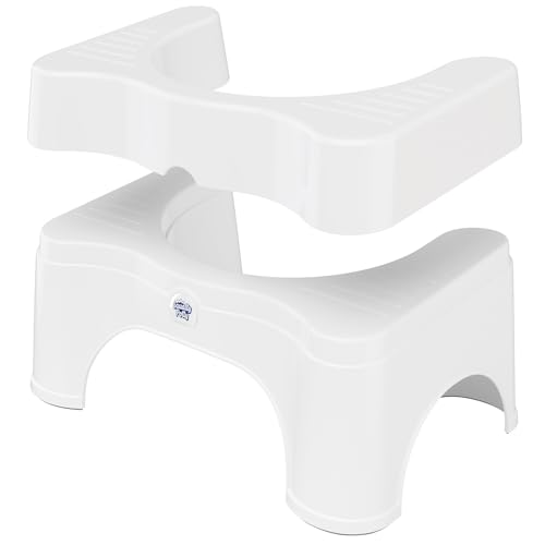 Squatty Potty The Original Bathroom Toilet Stool - Adjustable 2.0, Convertible to 7' or 9' Height with Removable Topper for Adults and Kids White