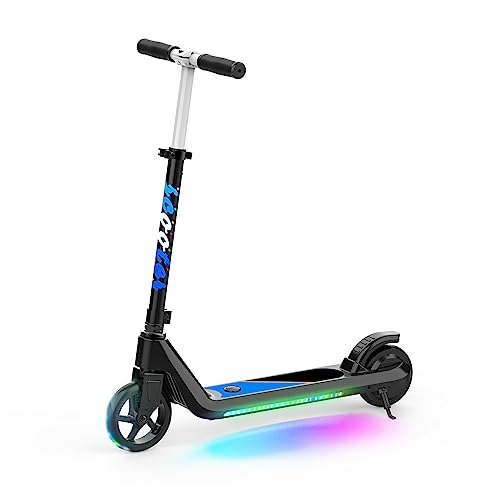 LINGTENG Electric Scooter for Kids Age of 6-10, Kick-Start Boost Kids Scooter with Adjustable Speed and Height, Kids Scooter with Flash Wheel & Deck Lights