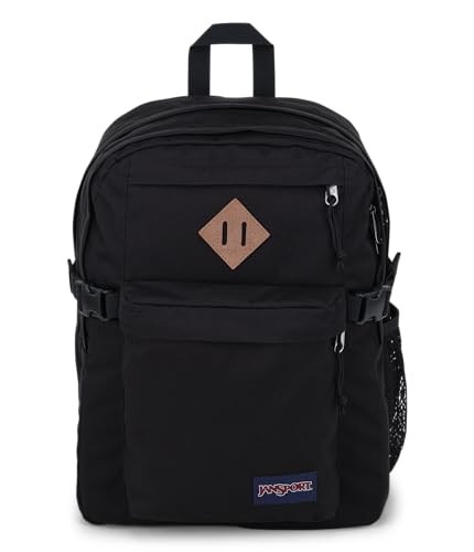 JanSport Main Campus Backpack - Travel, or Work Bag w 15-Inch Laptop Sleeve and Dual Water Bottle Pockets, Black