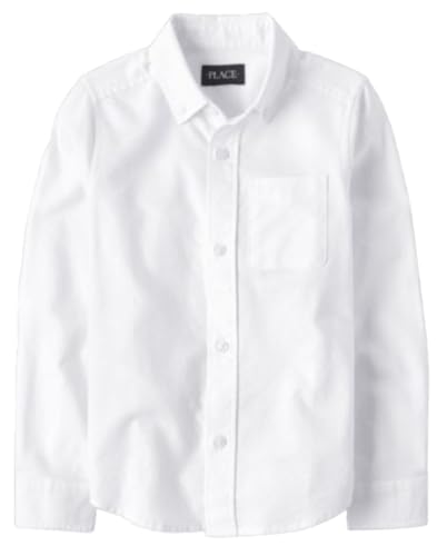 The Children's Place boys Long Sleeve Oxford School Uniform Button Down Shirt, White, Large US